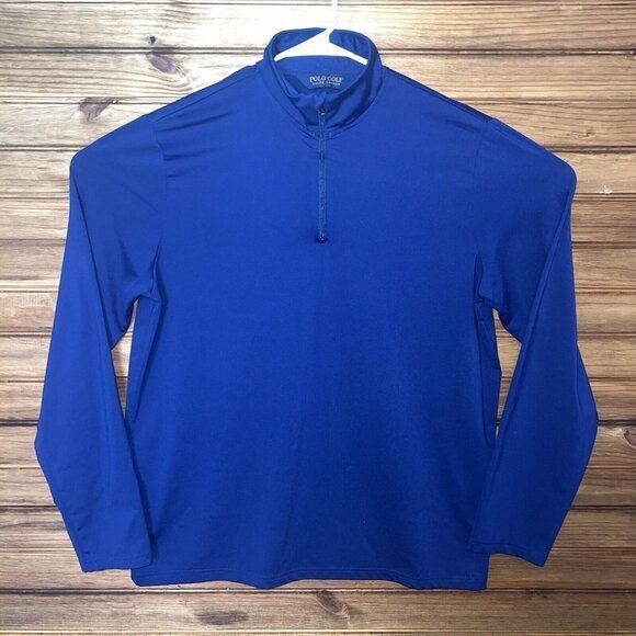 Polo Ralph Lauren Performance‎ Quarter Zip Sweater Mens Large Blue Pullover Golf - Picture 1 of 7